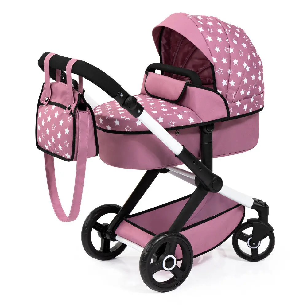 Bayer Design Xeo Pram Playset For Dolls - Pink, White, Stars 1