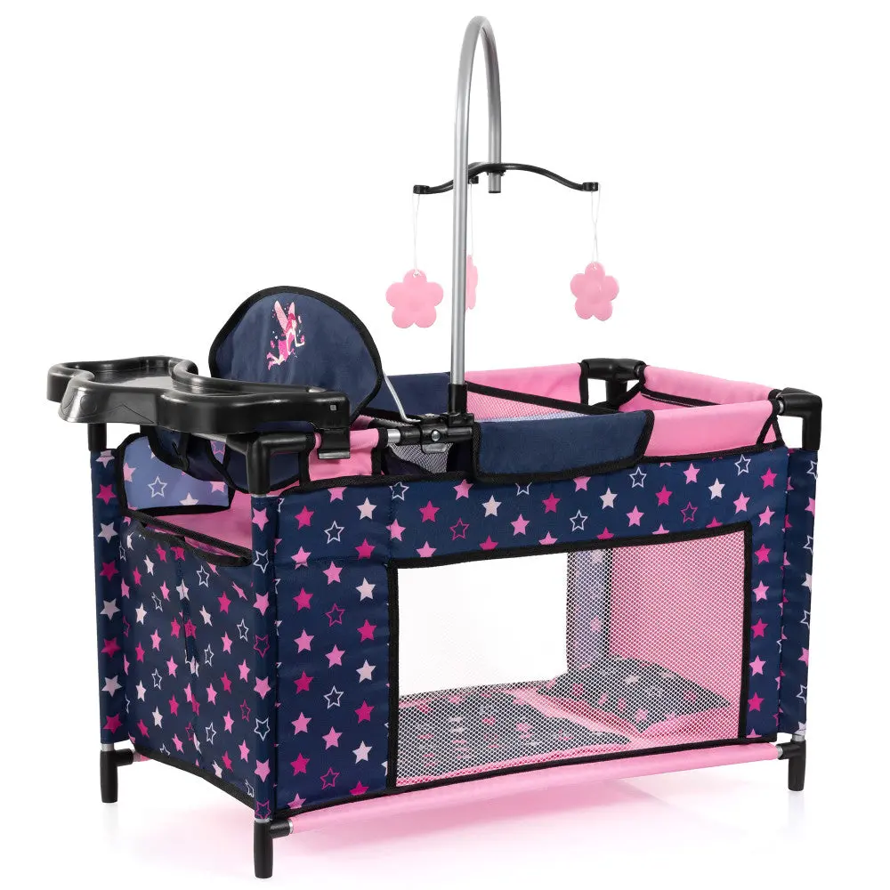 Bayer Design Dolls: Multi-Bed - Navy, Pink, Fairy, Stars - Playpen For Dolls Up To 18" 1
