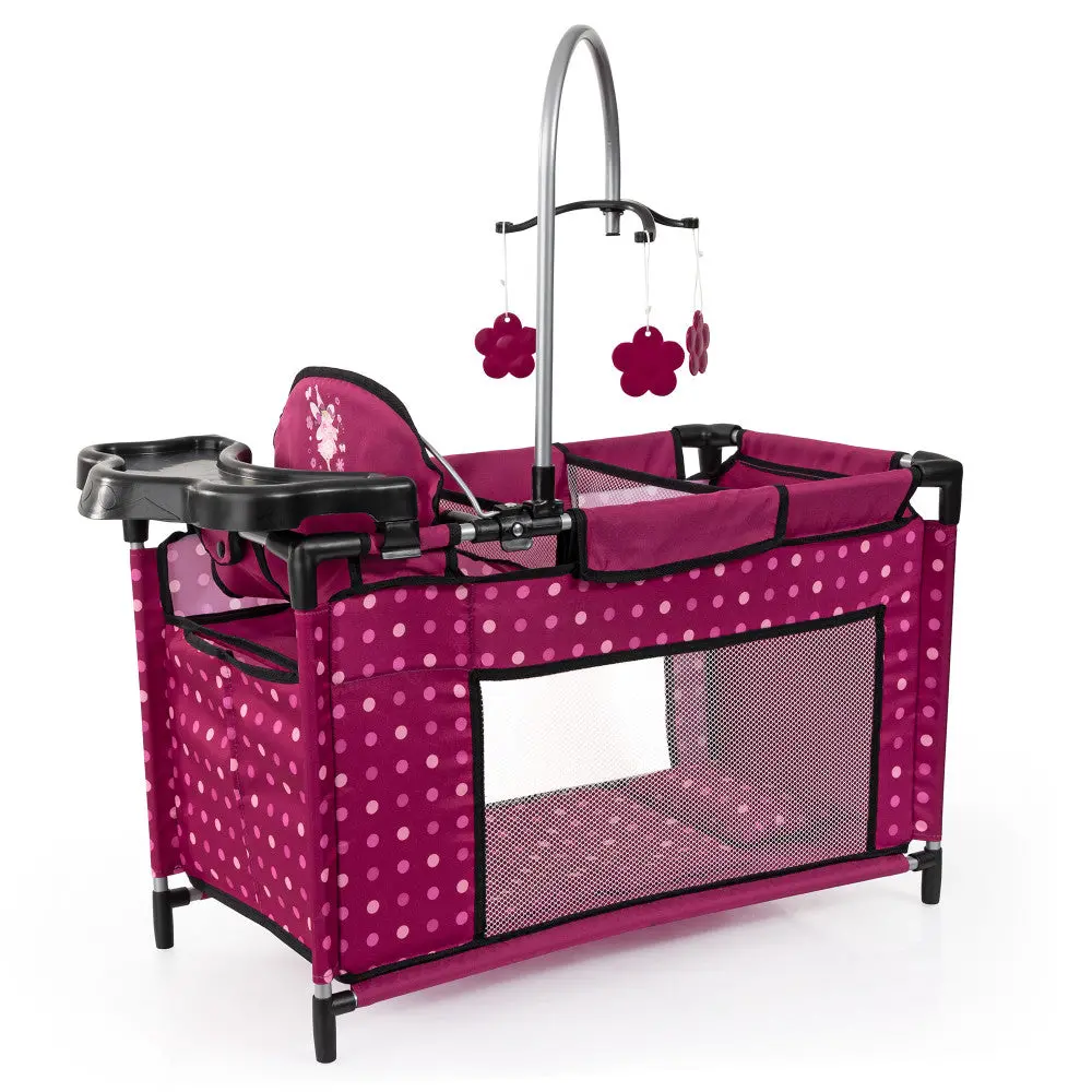 Bayer Design Dolls: Multi Bed - Hot Pink, Dots, Fairy - Playpen For Dolls Up To 18" 1