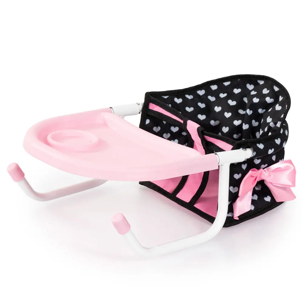 Bayer Design Dolls Table Seat Accessory In Black, Pink, Hearts For Dolls Up To 18" 1