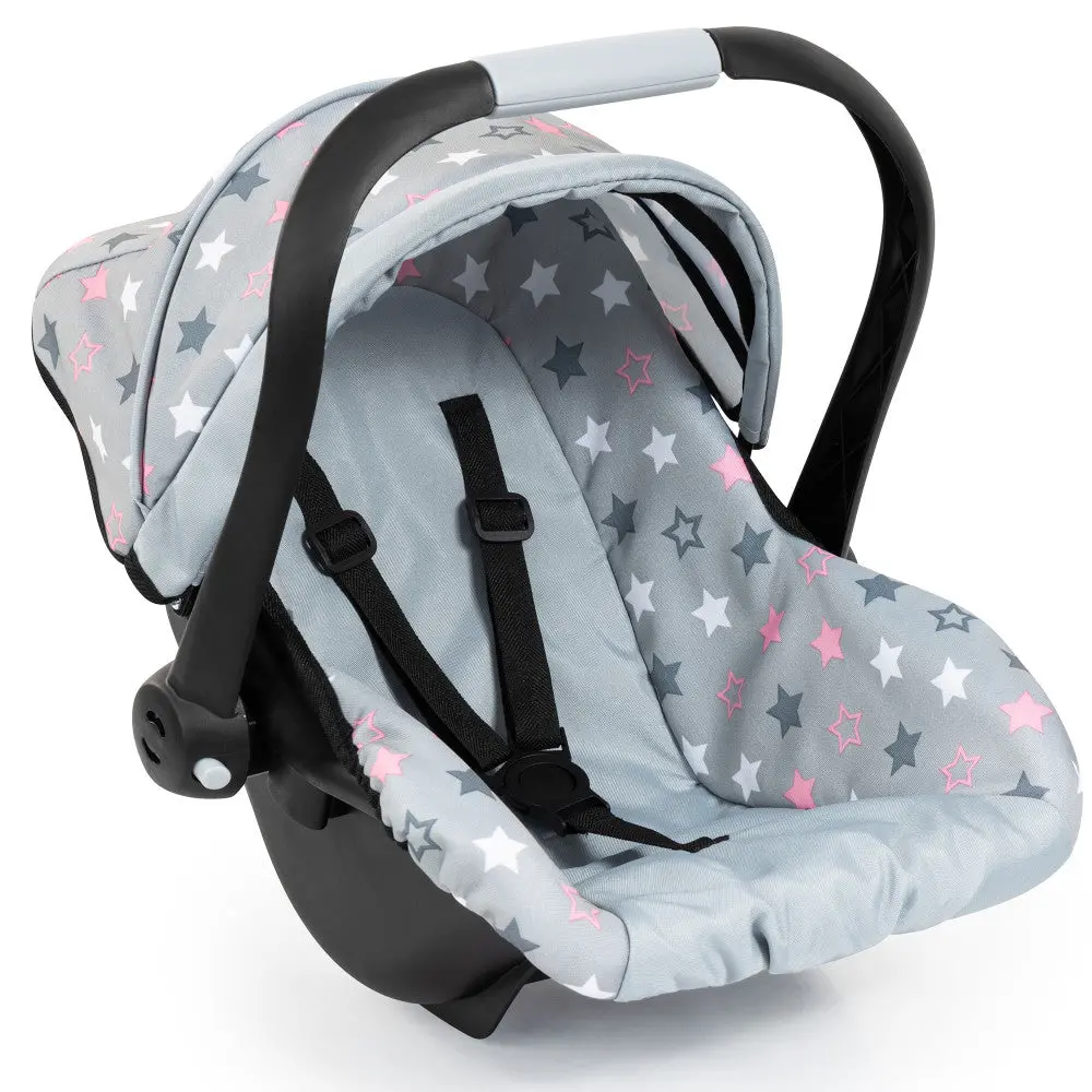 Bayer Design Deluxe Doll Car Seat, Grey With Pink Stars For 18" Dolls 1