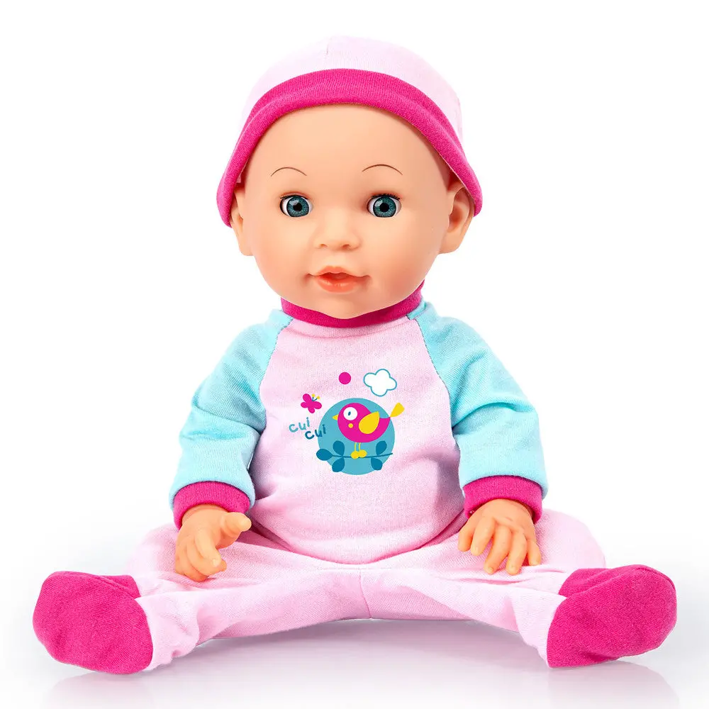 Bayer Design 15-Inch Bouncy Baby Doll - Bird Pink & Blue 1