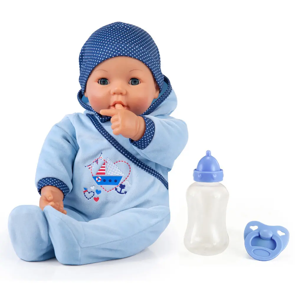 Bayer Design 18 Inch - Hello Baby Boy Doll With Blue Boat Romper 1