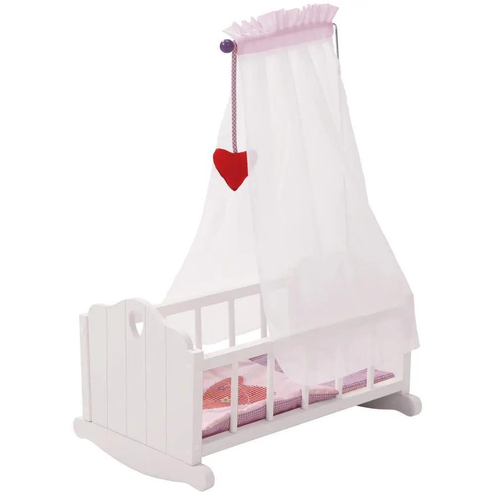 Roba Fienchen Heart-Themed Doll Cradle Set In Pink & White 1