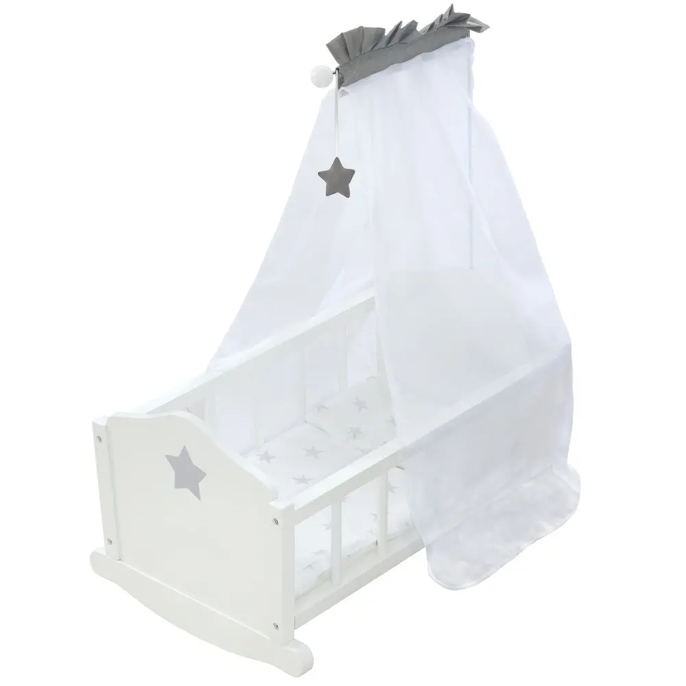 Roba Stella Star Doll Cradle Playset - Gray & White 1