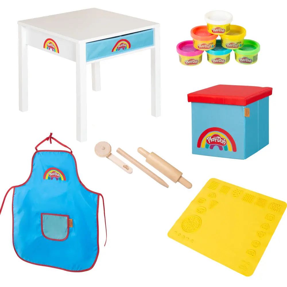 Play-Doh Creative Craft Table - Art Station, Wooden Desk & Ottoman Set 1