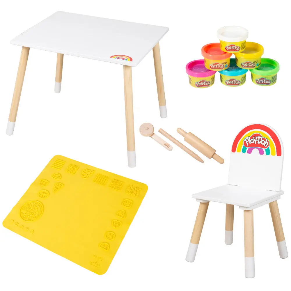 Play-Doh Creative Seating Group - Wooden Crafting Table & Chair Set 1