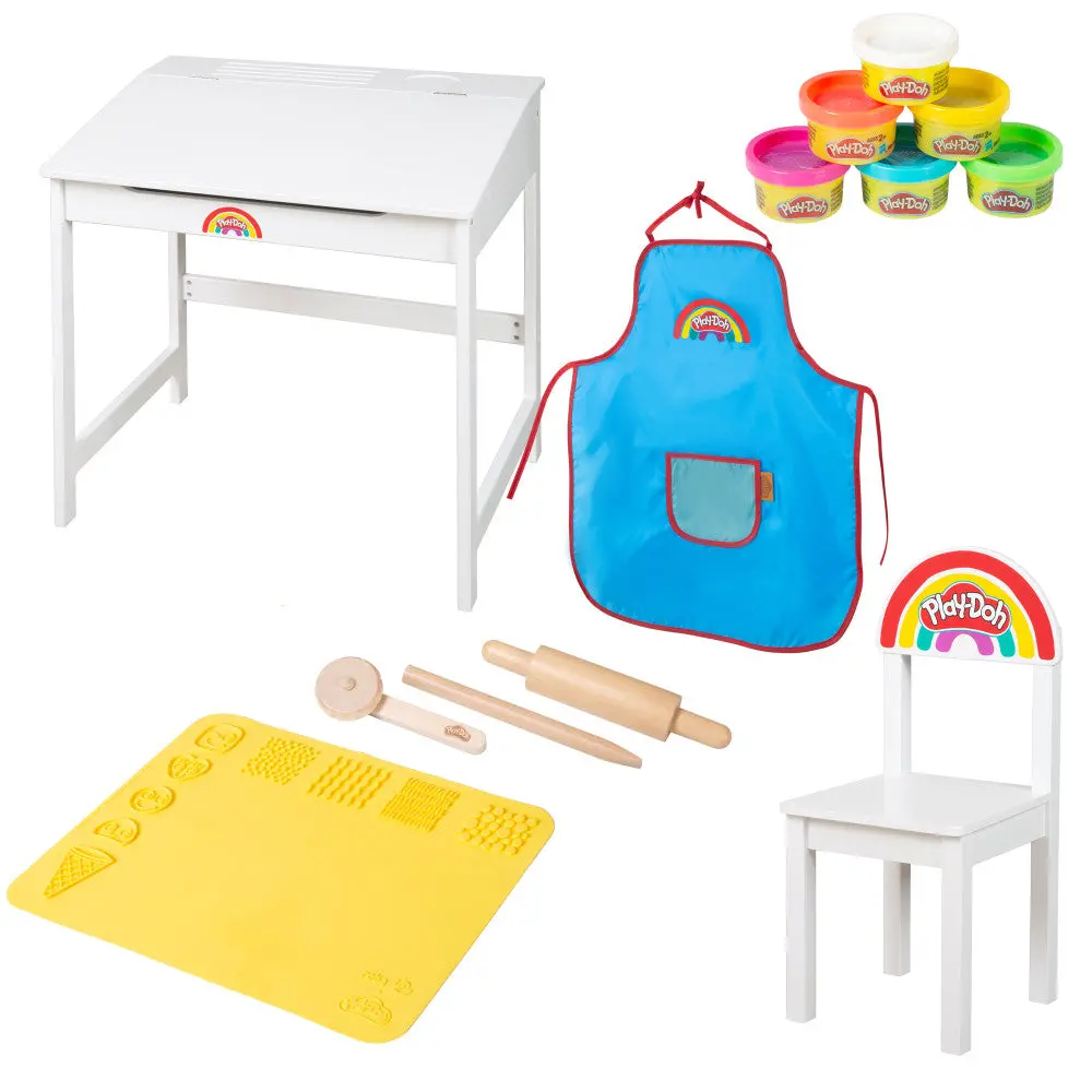 Play-Doh School Desk & Chair - Wooden Creative Station Playset 1