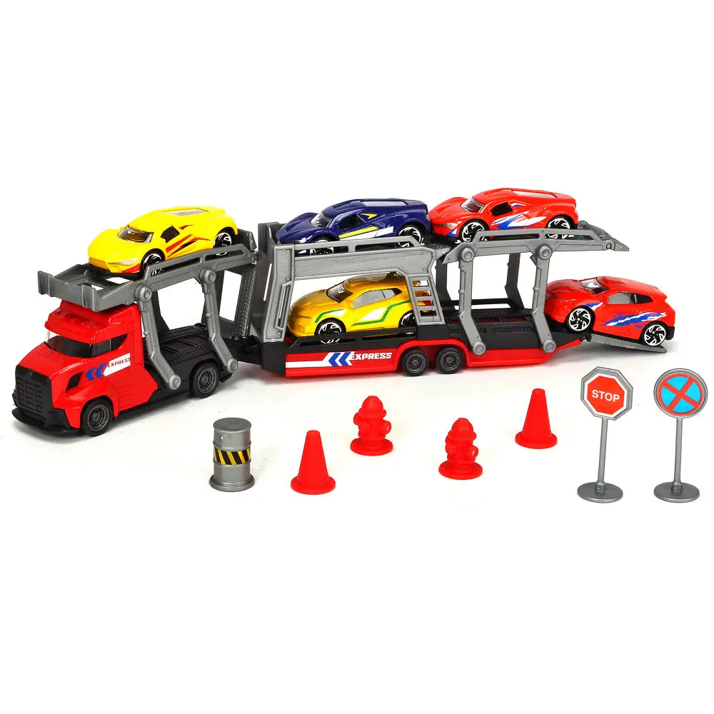 Dickie Toys 10-Inch Free-Wheeling Transporter With 5 Die-Cast Cars 1