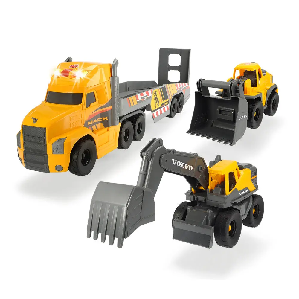 Dickie Toys Mack Truck With 2 Volvo Construction Vehicles, 28-Inch 1