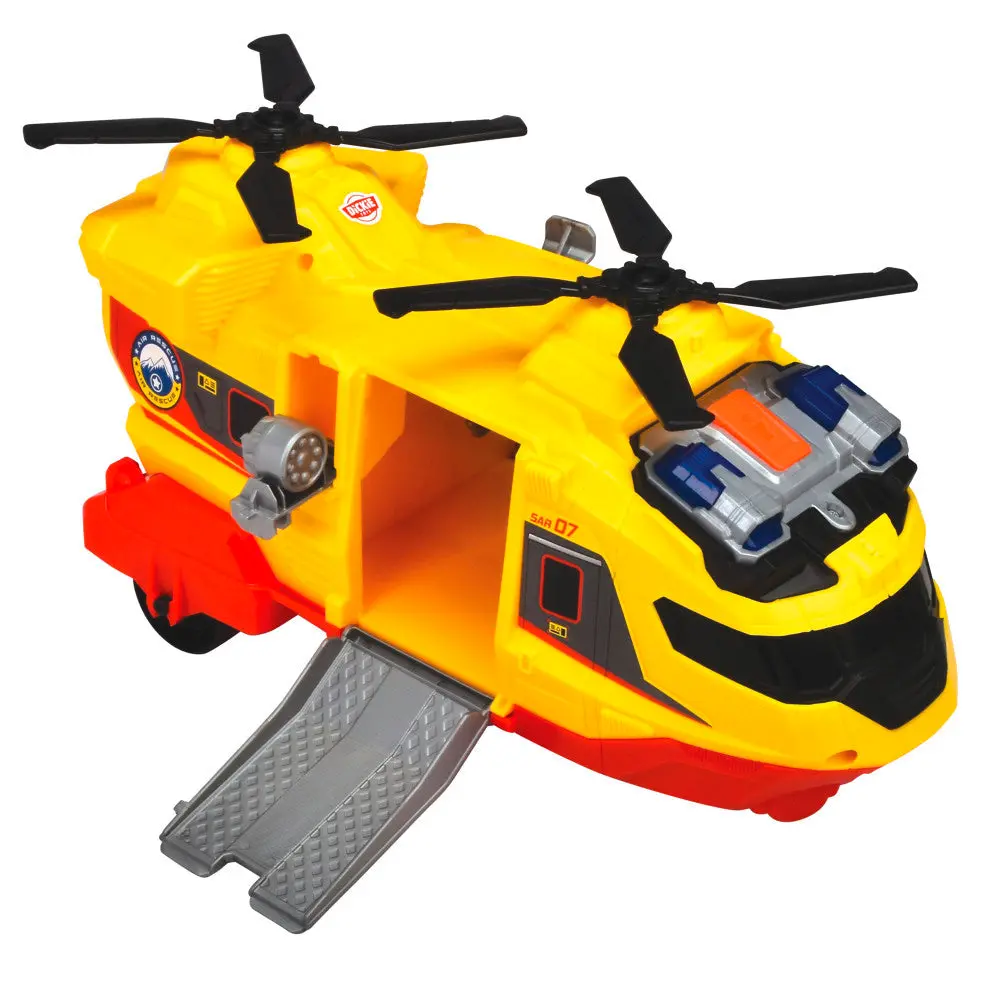 Dickie Toys Multi-Color Rescue Helicopter With Extendable Crane, Lights & Sounds - Yellow & Red 2