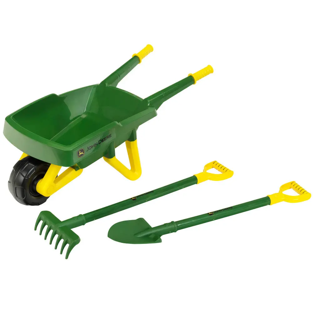 John Deere Wheelbarrow Play Set – Green & Yellow, 3Pc, Ages 3+ 1