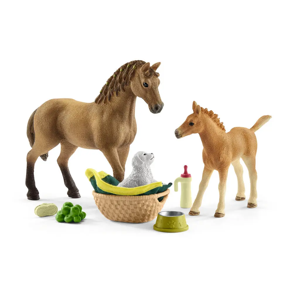 Schleich Horse Club: Sarah's Baby Animal Care 9-Piece Playset For Kids Age 5+ 1