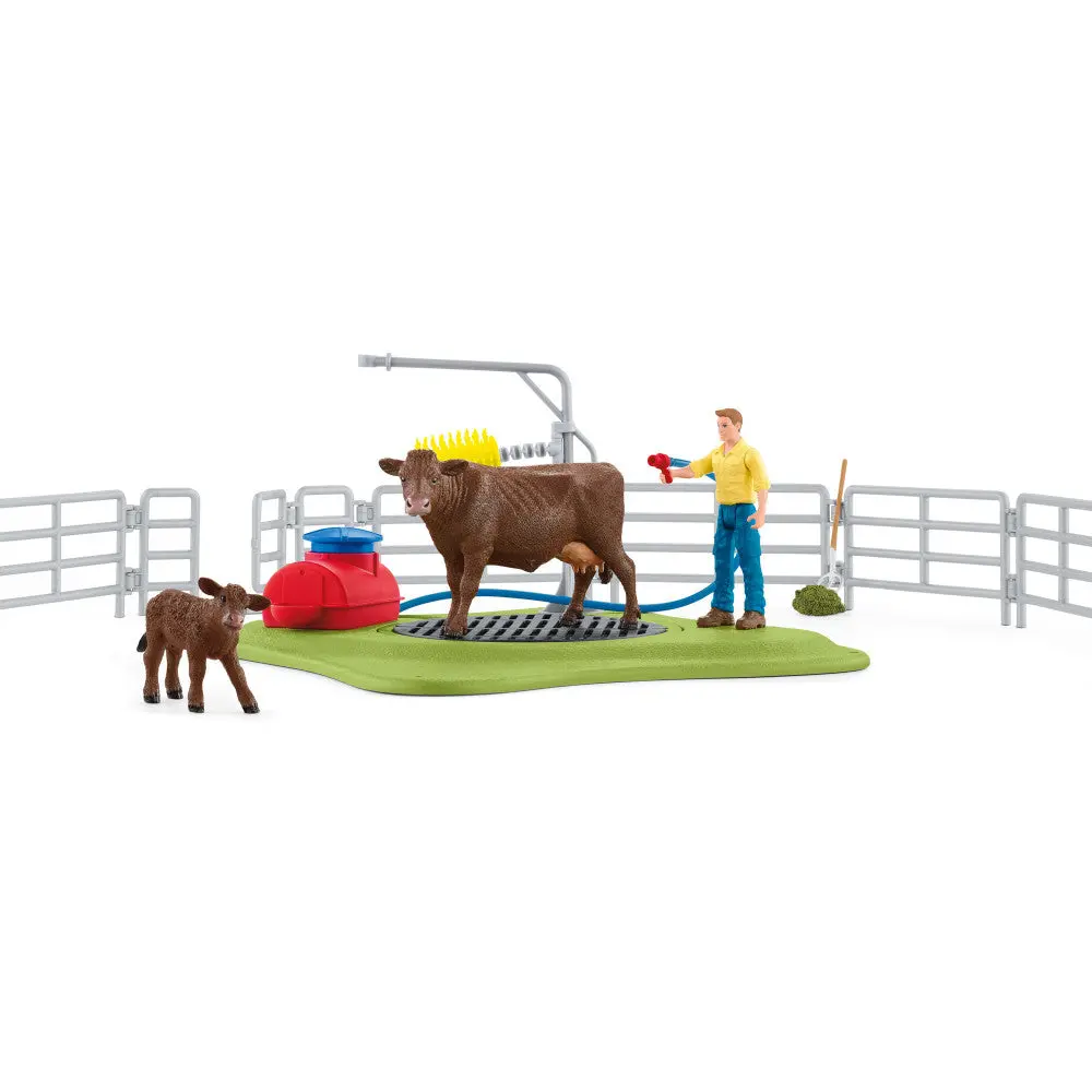 Schleich Farm World Happy Cow Wash Playset With Figurines 1