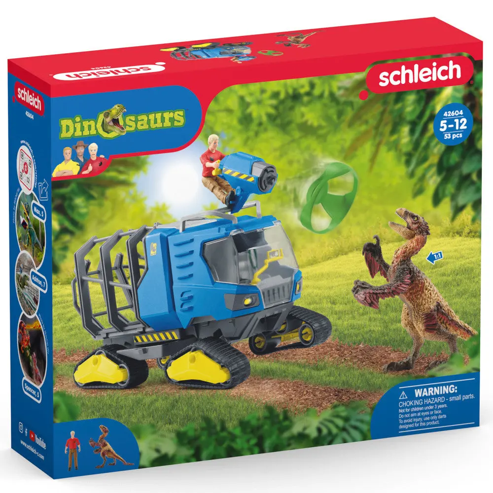 Schleich Dinosaurs Track Vehicle With Ranger Flynn And Dakotaraptor - 5Pc Playset 1