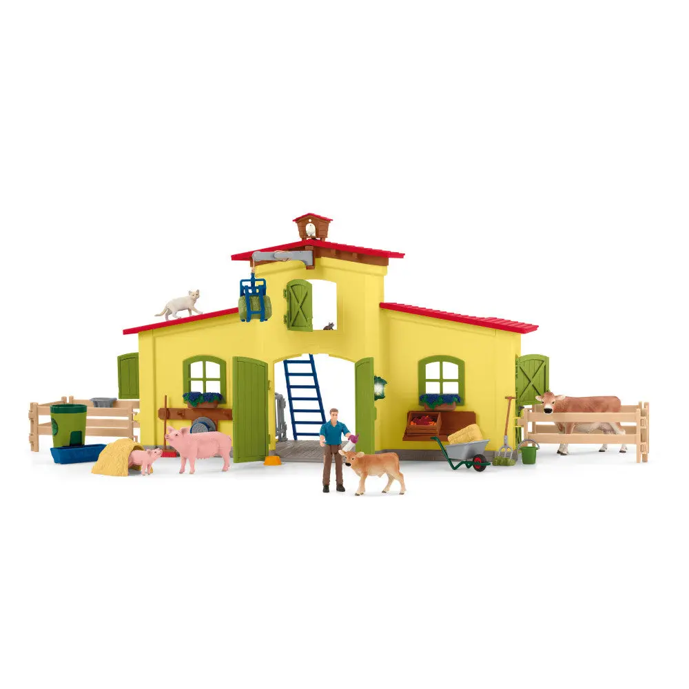 Schleich Farm World Large Farm Playset - Yellow, 92 Pieces, Ages 3+ 1
