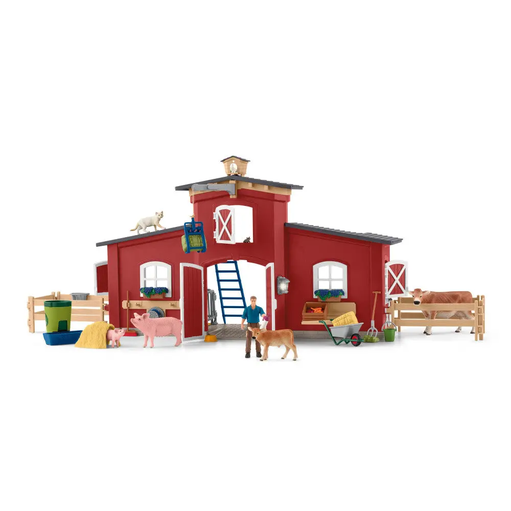 Schleich Farm World Large Red Barn Playset - 92 Pieces, Ages 3+ 1