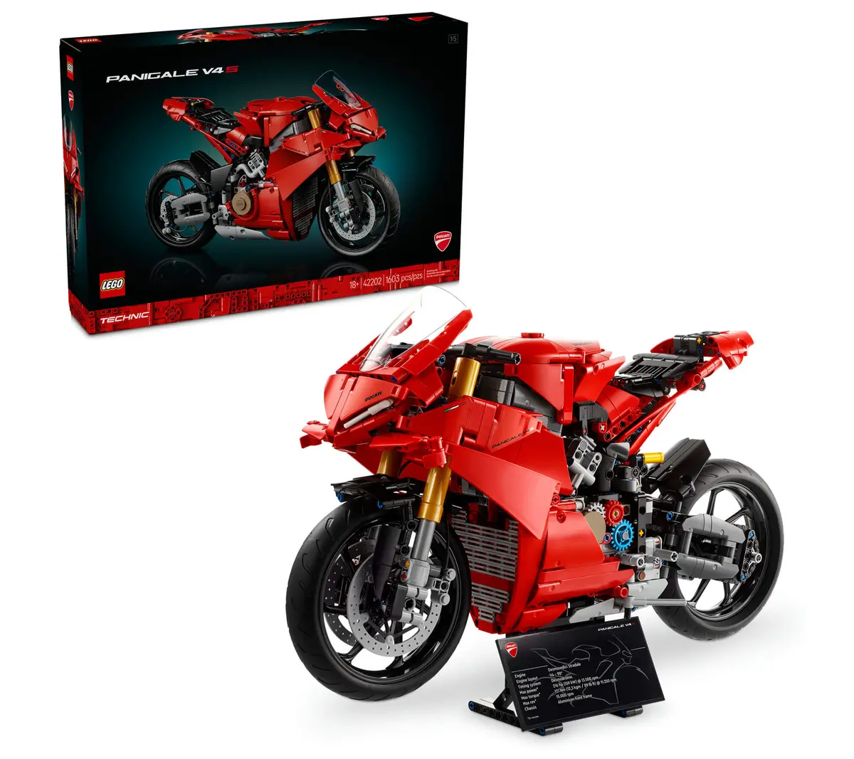 Lego Technic Ducati Panigale V4 S Motorcycle Model 1,603 Pieces - Iconic Red 1