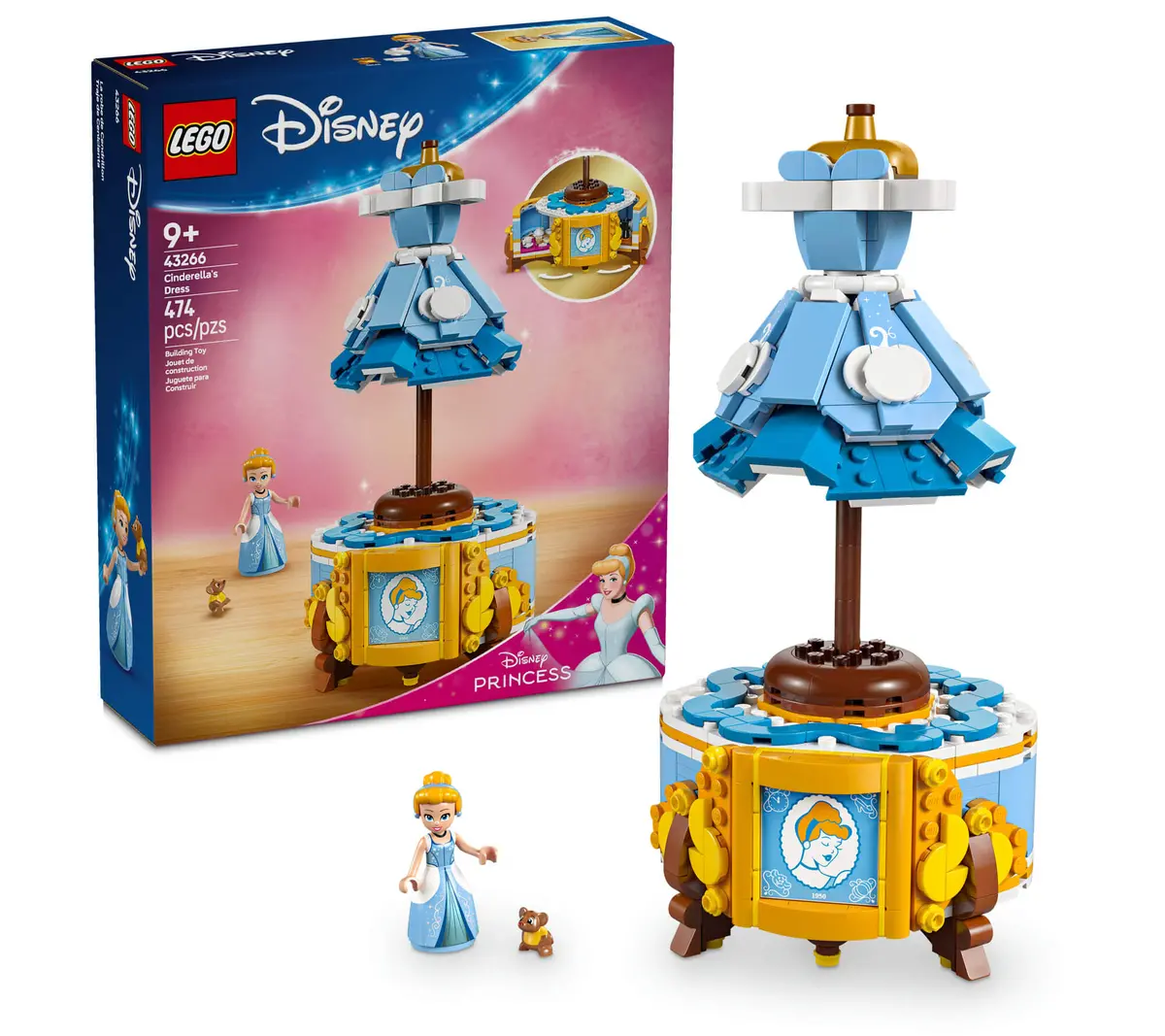 Lego | Disney Princess Cinderella’S 474-Piece Dress Building Kit - With Gus 1