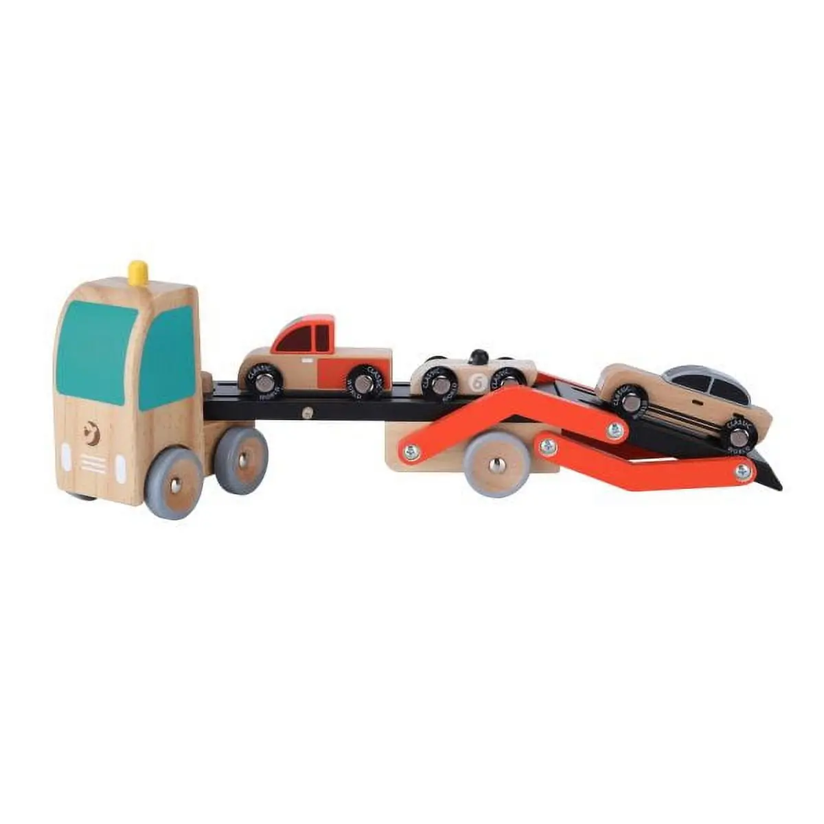 Classic World Wooden Double-Decker Car Transporter With Cars 1