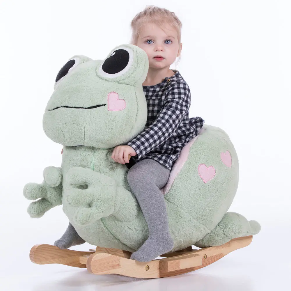 Gerardo's Toys: Little Rockers - Frog - Wooden Plush Ride-On Rocking Animal Toy 1