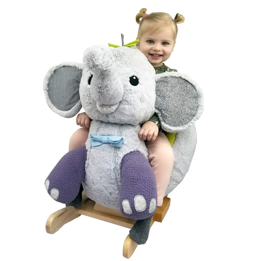 Gerardo’S Toys Little Rockers: Plush Elephant Wooden Rocker 1
