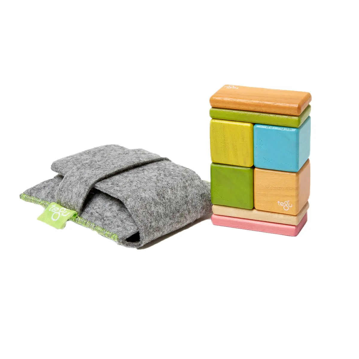 Tegu 8-Piece Magnetic Wooden Block Set - Pocket Pouch, Tints 1