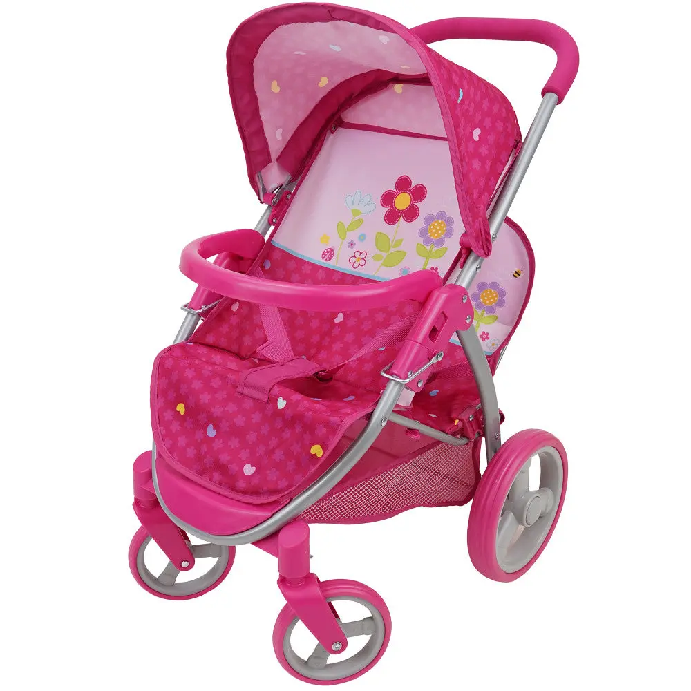 Deluxe Garden Twin Doll Stroller With Retractable Canopies And Safety Lock 1