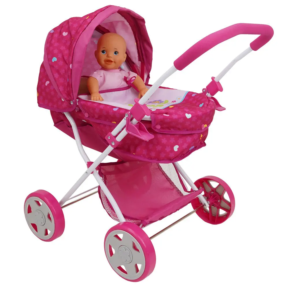 509 Garden Pram And Doll Set With Vibrant Garden Print 1