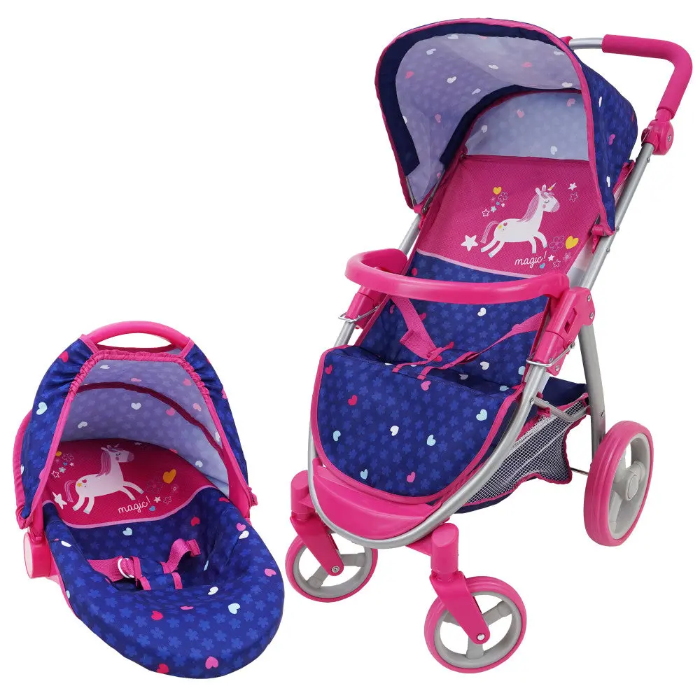 509 Crew Unicorn-Themed 2-In-1 Baby Doll Car Seat & Stroller Playset 1