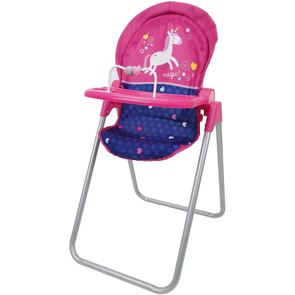 509 Unicorn Doll Highchair With Interactive Toy Bar 1