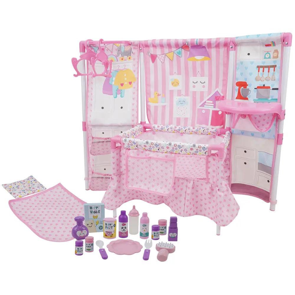 Bnb Pink Doll Furniture Set With 14" Baby Doll And Accessories 1