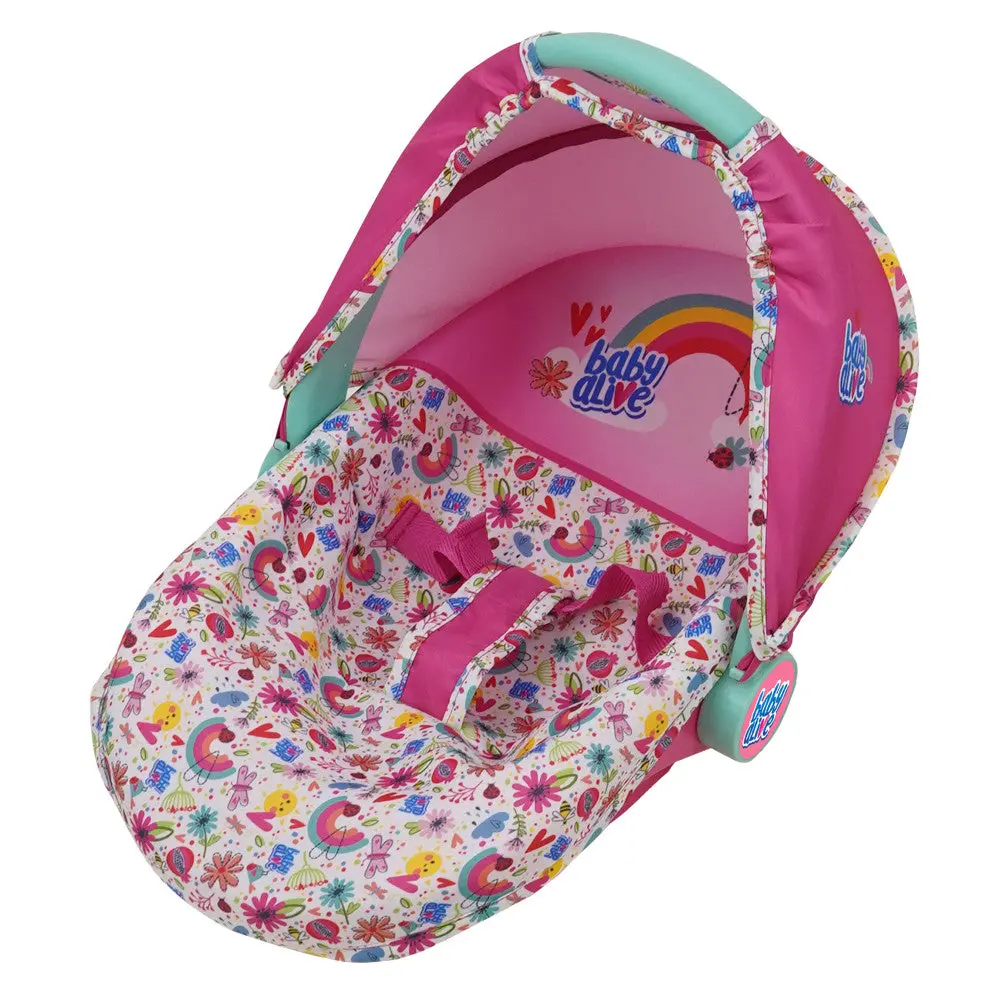 Baby Alive Deluxe Doll Car Seat, Pink & Rainbow - Multifunctional Play Accessory 1