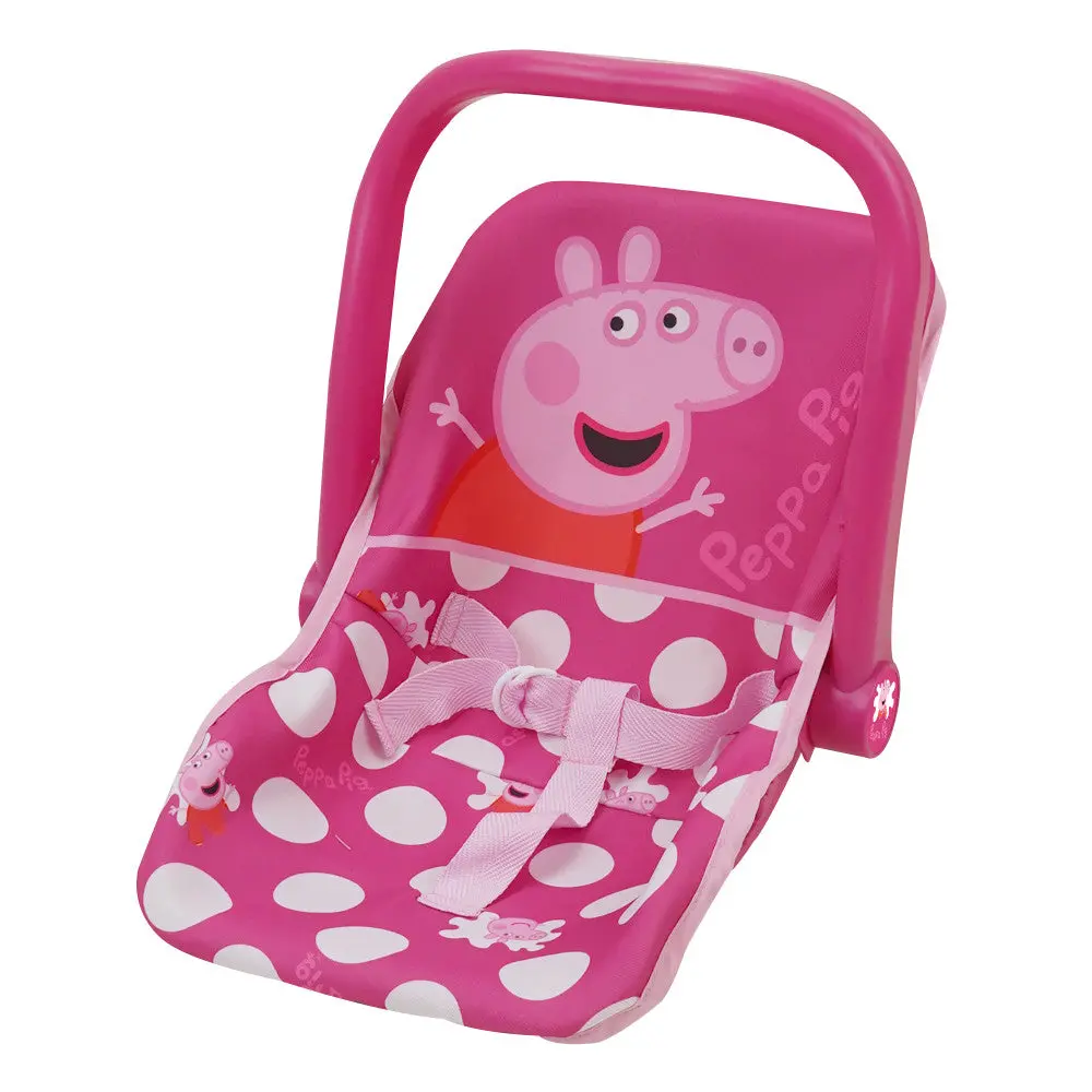Peppa Pig Baby Doll Car Seat Playset - Pink & White Dots 1