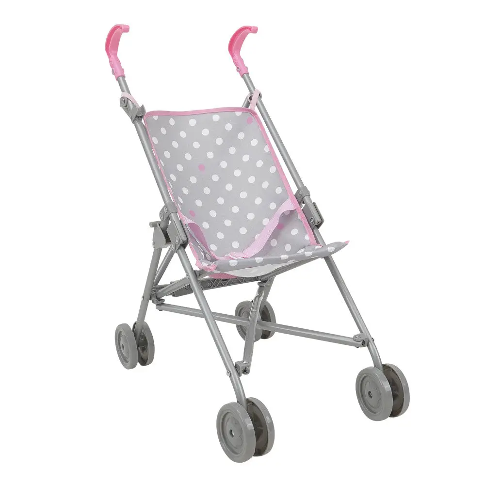 509 Crew Cotton Candy Pink Umbrella Doll Stroller - Polka Dot Design 1