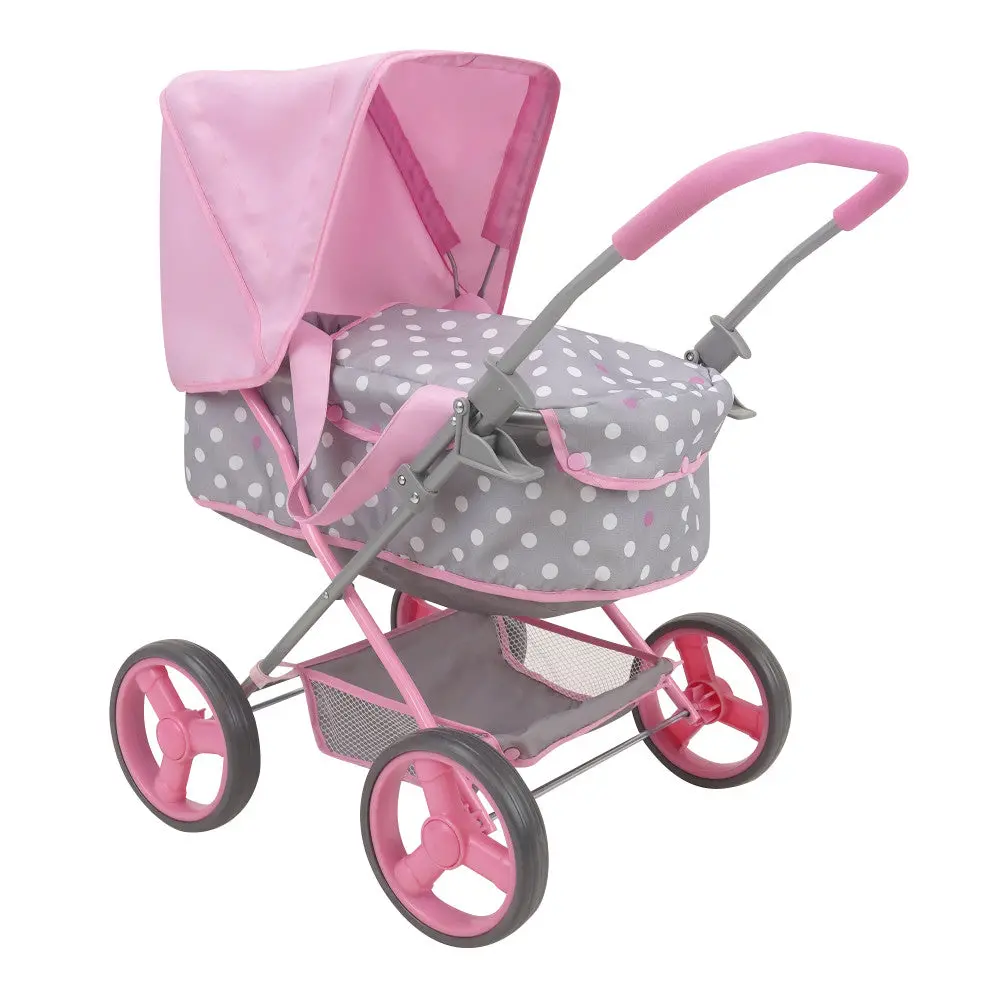 509 Crew Cotton Candy Pink Doll Pram With Polka Dot Design 1