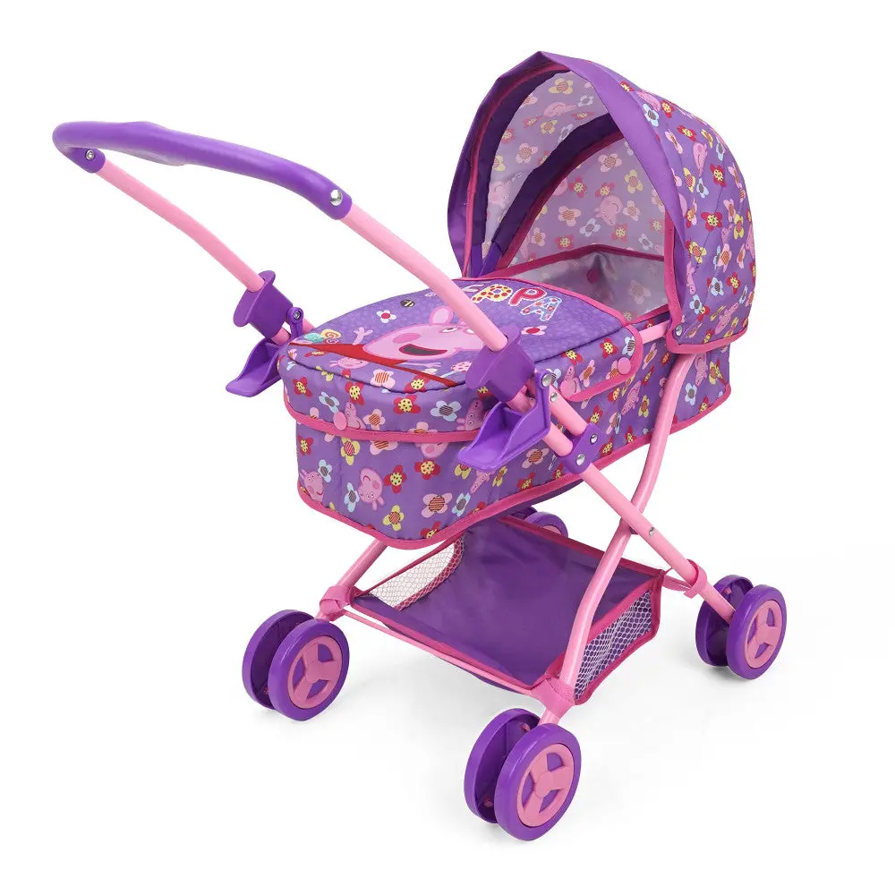 Peppa Pig Floral Fantasy Doll Pram With Retractable Canopy - Purple, Pink 1