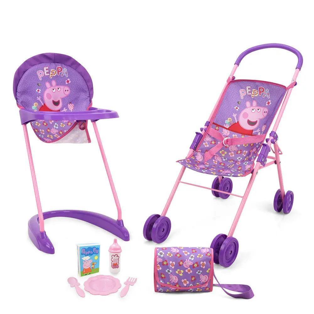 Peppa Pig Stroll N' Feed Playset - Floral Pink & Purple 1