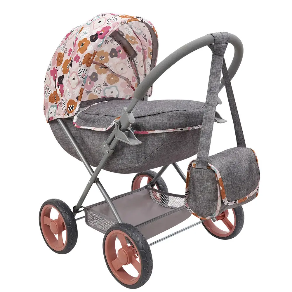 509 Crew Melange Flora Deluxe Doll Pram With Matching Shoulder Bag 1