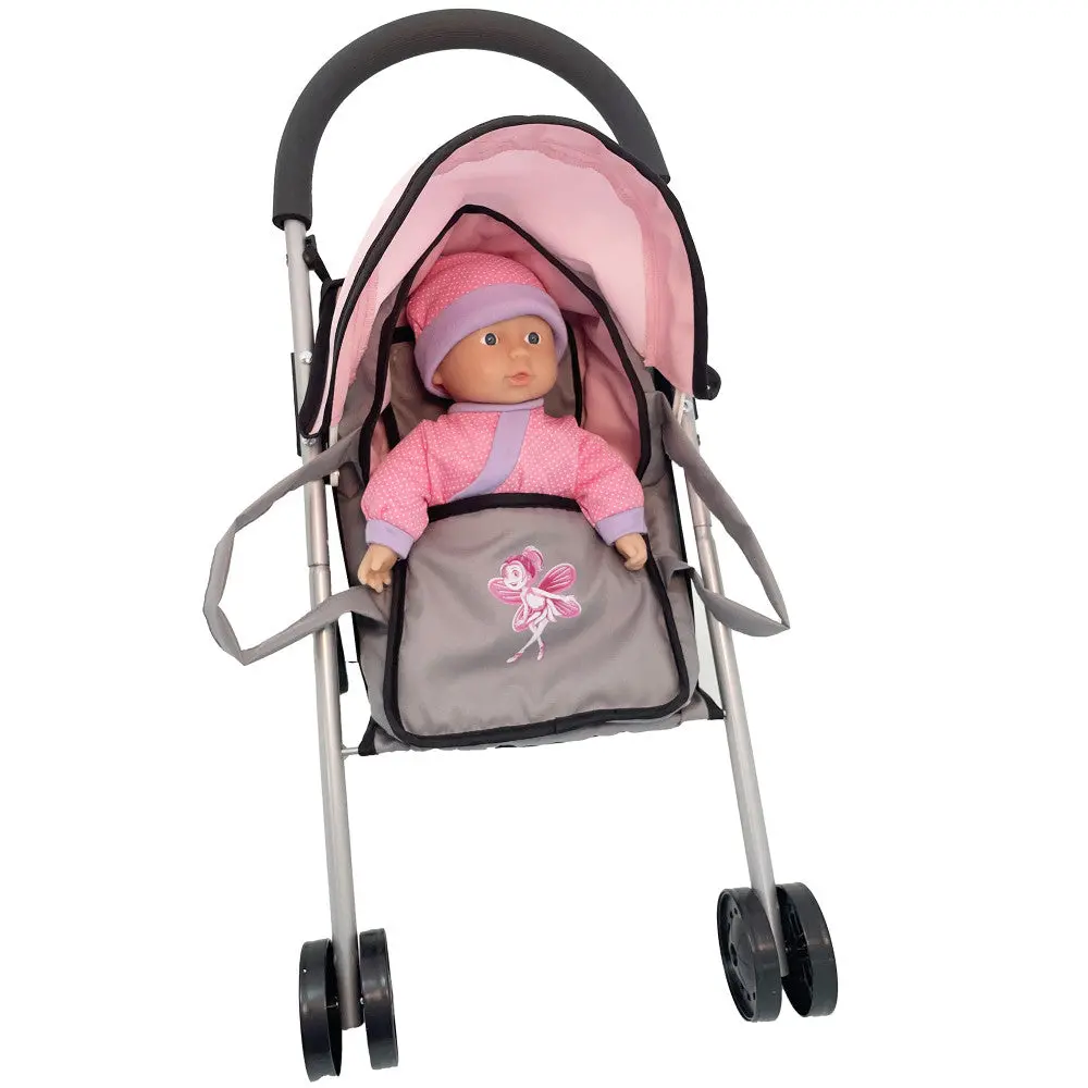 Bambolina Playtime Doll Buggy Set With Soft-Bodied Doll And Canopy 1