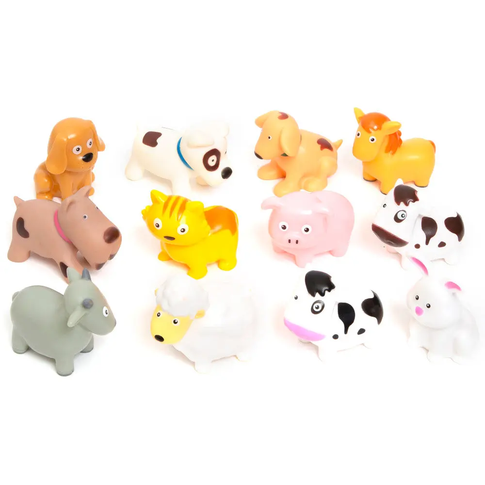 Boley Farm Animal Bath Toy Bucket - 12Pc Water Play Set 1
