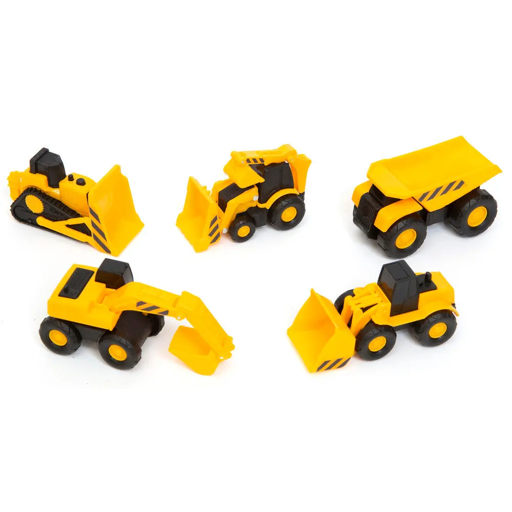 Boley Mini Construction Fleet - 5Pk Yellow & Black, Detailed Toy Vehicles Playset 1