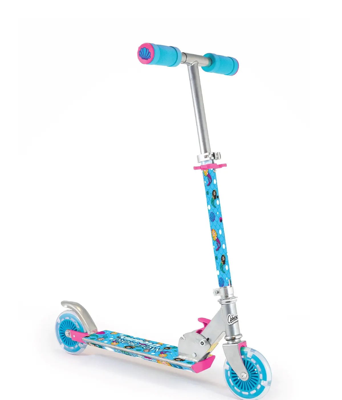 Ozbozz Mermaid Foldable Scooter With Light-Up Wheels - Perfect For Kids Age 5+ 1