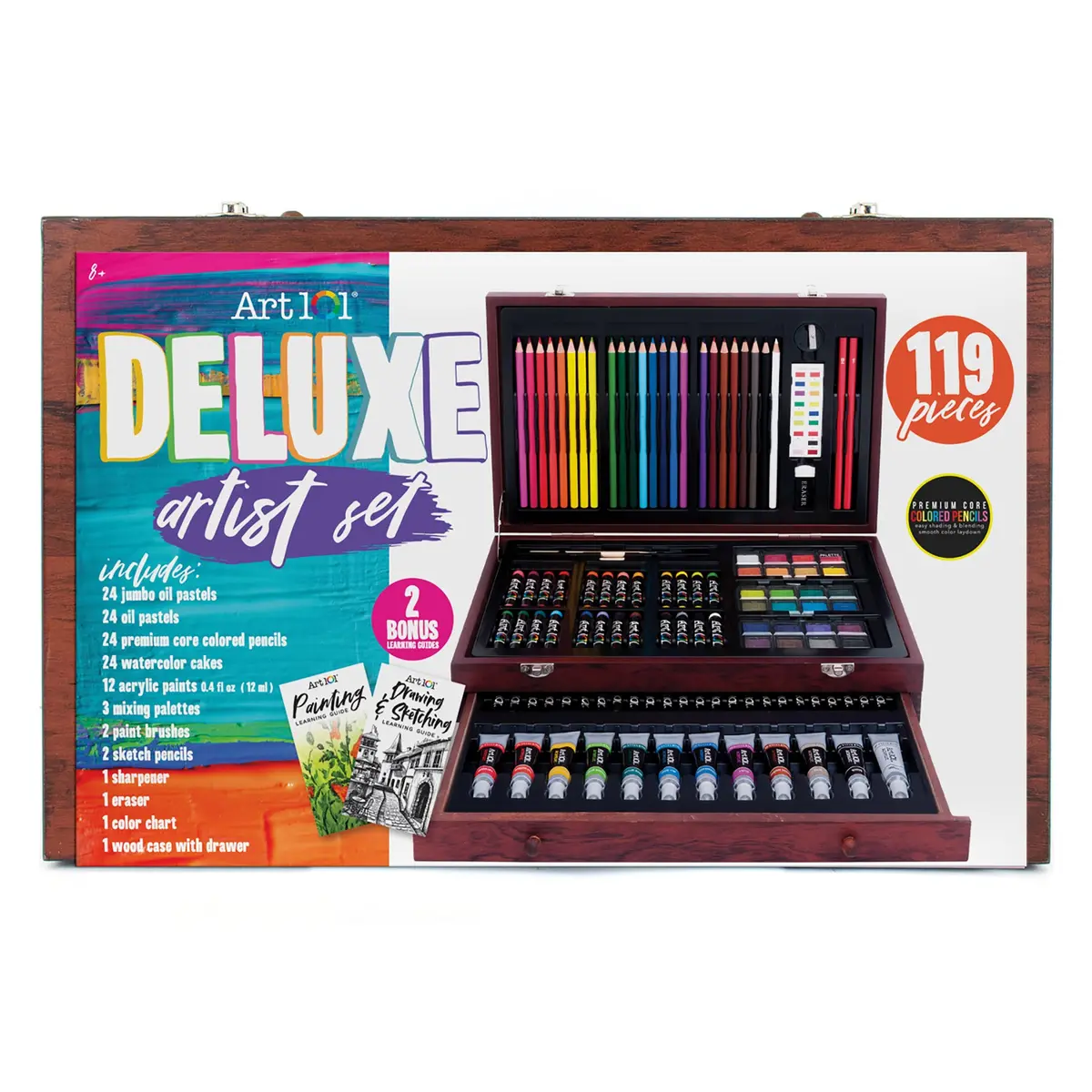 Art 101 Deluxe Wood Organizer Case Art Set - 119 Pieces 1
