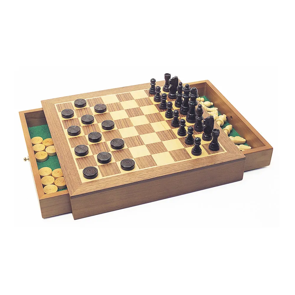 House Of Marbles Deluxe 3-In-1 Wooden Chess, Checkers, And Draughts Set 1