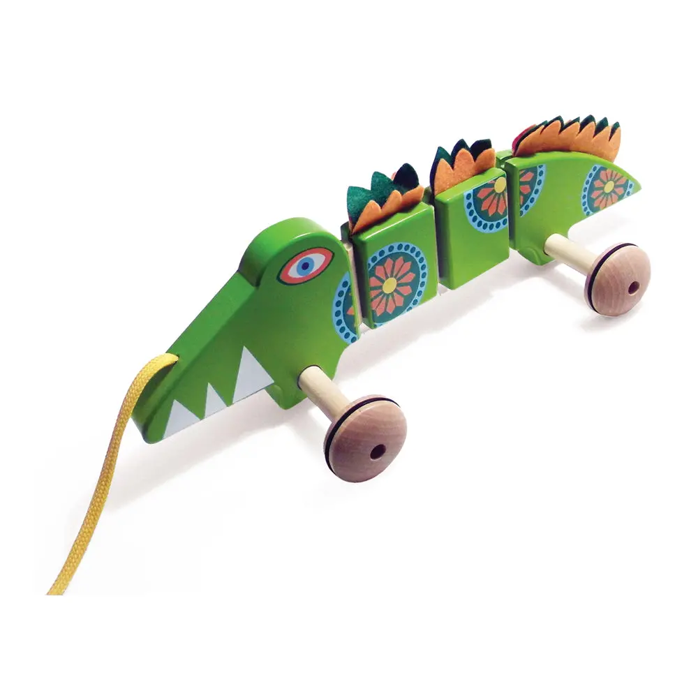 Tiddlytots Large Wooden Pull-Along Crocodile - Eco-Friendly Toy 1