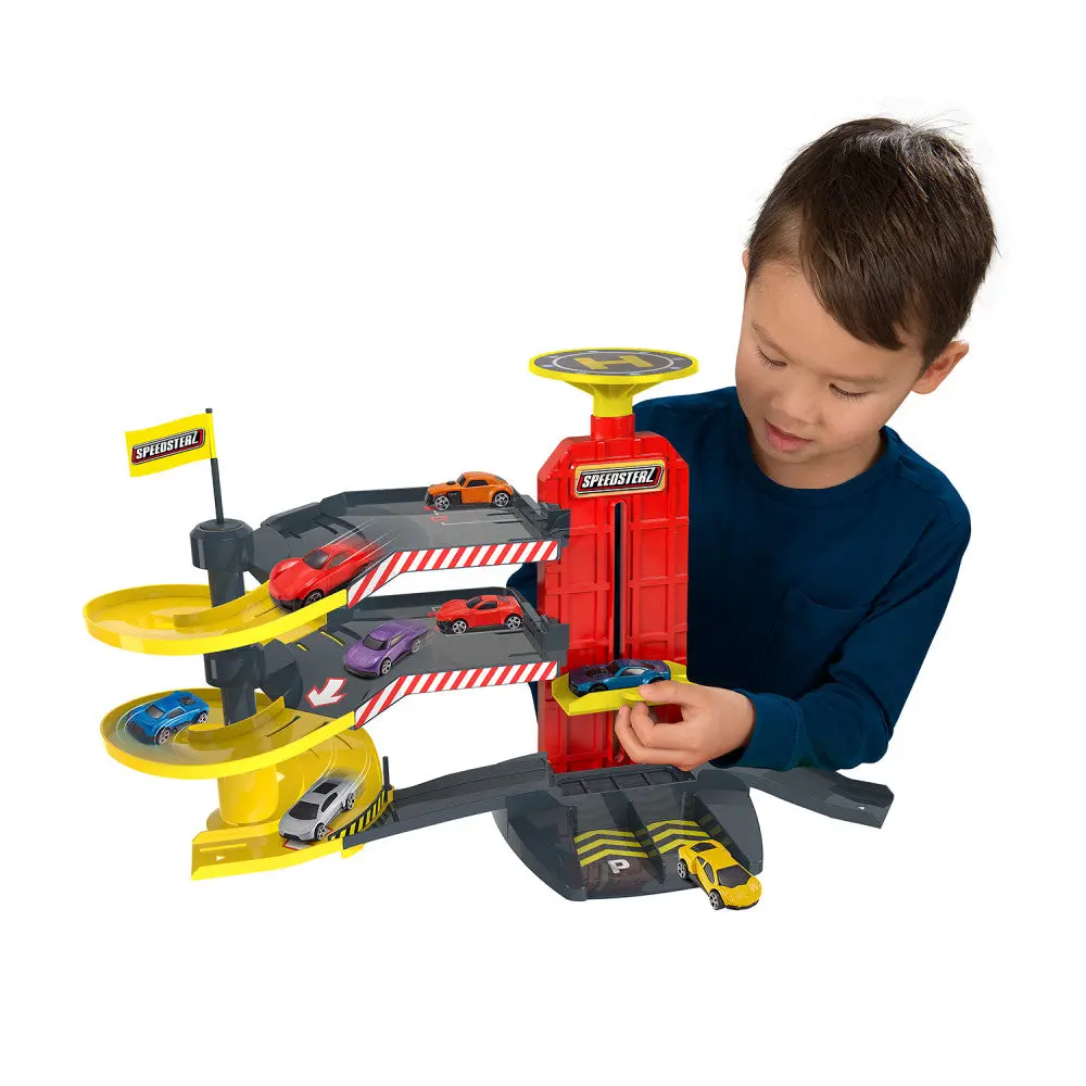 Speedsterz 3-Level City Park & Drive Playset With 5 Die-Cast Cars 1
