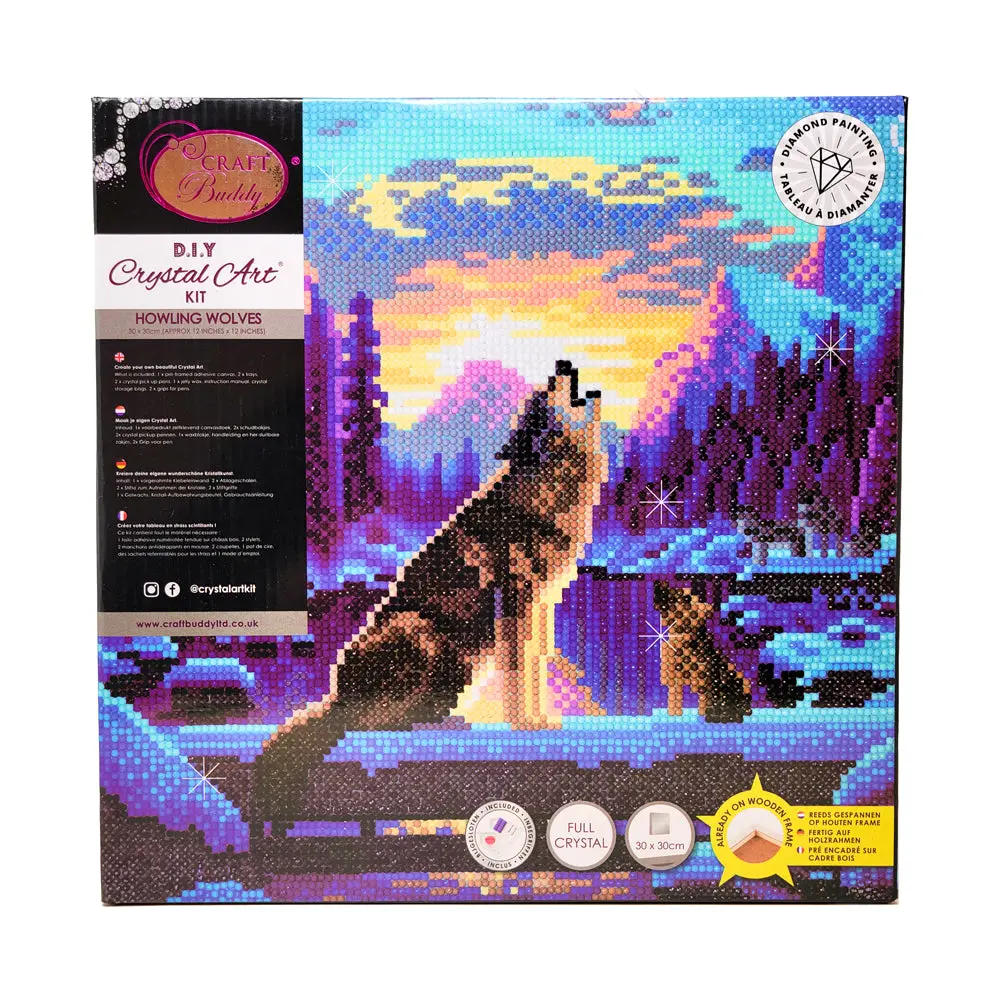 Craft Buddy Howling Wolves Crystal Art Medium Framed Kit 1