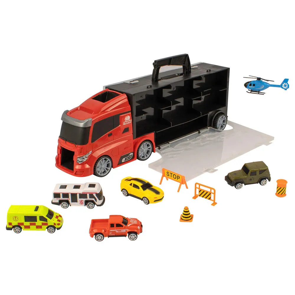 Mighty Motors Mega Big Rig Red Carry Case With Die-Cast Vehicles 1