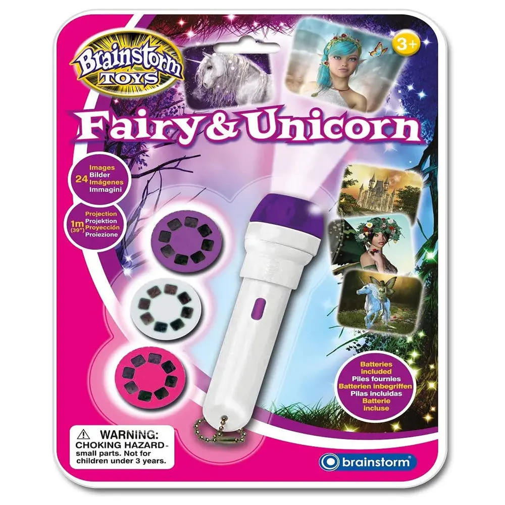 Brainstorm Toys Fairy And Unicorn Flashlight Projector - Magical Imagery - White/Purple 1